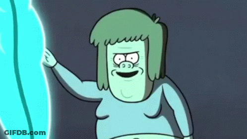 A Cartoon Character Is Holding A Blue Object GIF