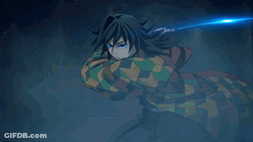 A Cartoon Character Is Holding A Blue Sword In His Hand GIF