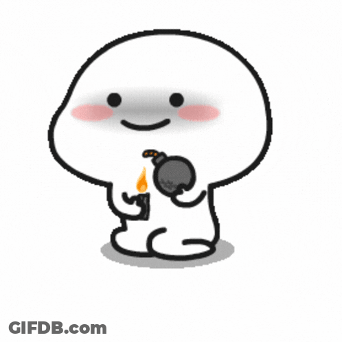 A Cartoon Character Is Holding A Bomb And The Word Udah Is Below Him GIF