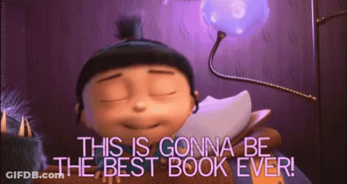 A Cartoon Character Is Holding A Book And Says This Is Gonna Be The Best Book Ever GIF