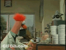 A Cartoon Character Is Holding A Bottle Of Glue In His Hand . GIF
