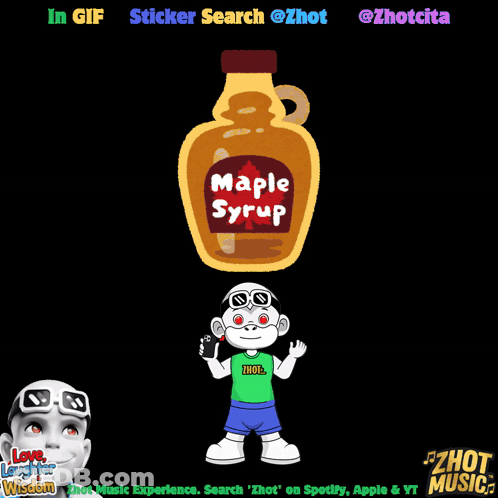 A Cartoon Character Is Holding A Bottle Of Maple Syrup Above His Head GIF