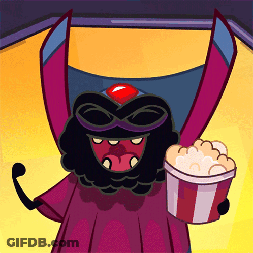 A Cartoon Character Is Holding A Bowl Of Popcorn GIF