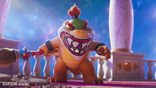 Cartoon Character Holding Brush And Wearing Crown GIF