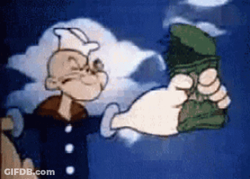 A Cartoon Character Is Holding A Bunch Of Money In His Hand GIF
