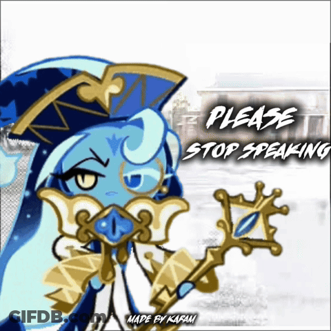 A Cartoon Character Is Holding A Cane With The Words Please Stop Speaking Below It GIF