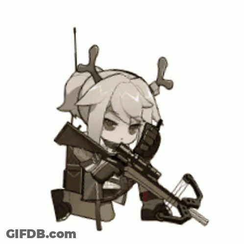 A Cartoon Character Is Holding A Crossbow And A Rifle . GIF