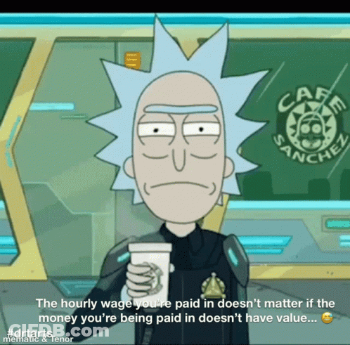 A Cartoon Character Is Holding A Cup Of Coffee In Front Of A Cafe Sanchez Sign GIF