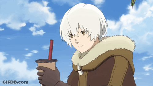 A Cartoon Character Is Holding A Cup With A Red Straw GIF
