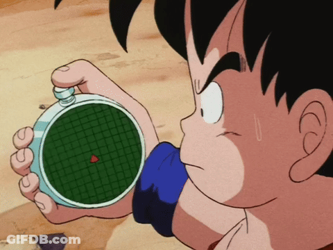 A Cartoon Character Is Holding A Device With A Red Arrow Pointing To The Center GIF