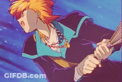A Cartoon Character Is Holding A Fan In His Hand GIF