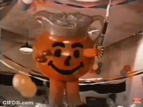 A Cartoon Character Is Holding A Fishing Rod And A Pitcher Of Soda . GIF