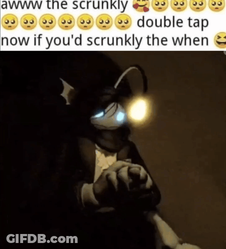 A Cartoon Character Is Holding A Flashlight And Says " Double Tap Now If You 'D Scrunchly The When " . GIF