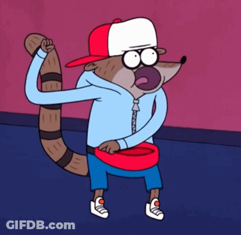 A Cartoon Character Is Holding A Frisbee And Wearing A Baseball Cap GIF