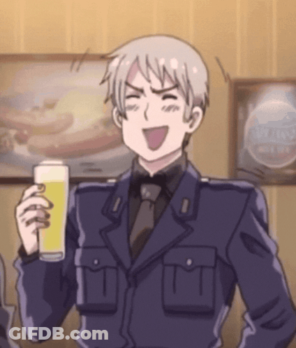A Cartoon Character Is Holding A Glass Of Beer GIF