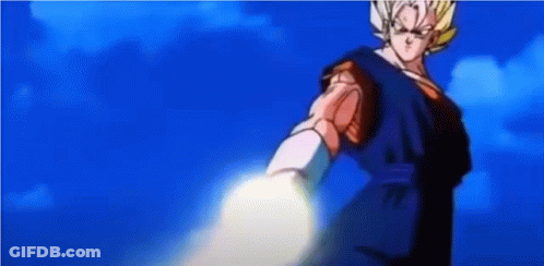 A Cartoon Character Is Holding A Glowing Object In His Hand In Front Of A Blue Sky . GIF
