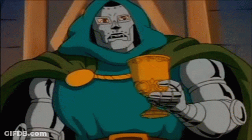 A Cartoon Character Is Holding A Gold Goblet In His Hand . GIF