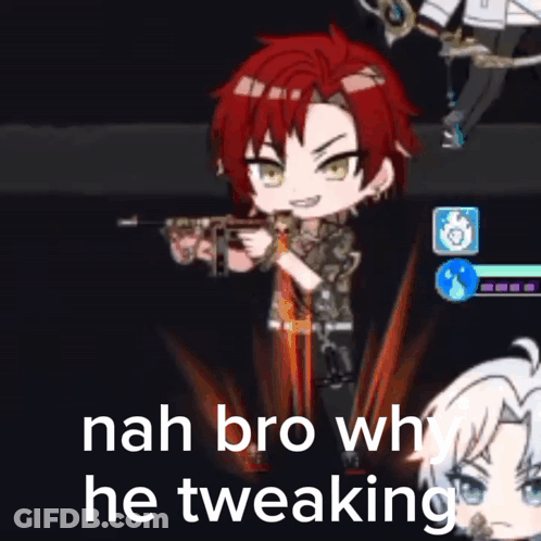 A Cartoon Character Is Holding A Gun And Says Nah Bro Why He Tweaking GIF