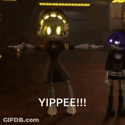 A Cartoon Character Is Holding A Gun And The Word Yippee Is On The Bottom GIF