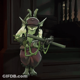 A Cartoon Character Is Holding A Gun In His Hands GIF