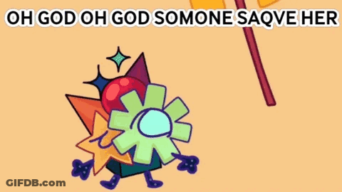 A Cartoon Character Is Holding A Hammer And Says Oh God Oh God Somone Saqve Her GIF
