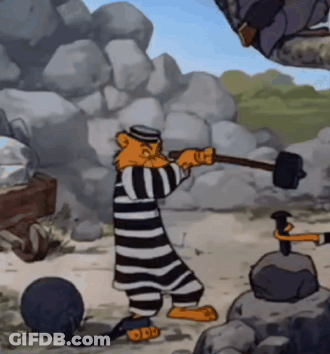 A Cartoon Character Is Holding A Hammer In His Hand GIF