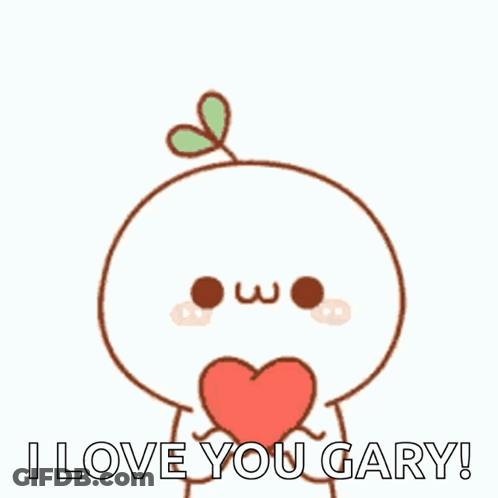 A Cartoon Character Is Holding A Heart In Front Of Its Face And Saying I Love You Gary . GIF