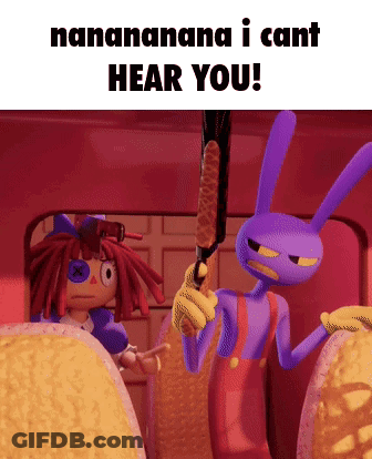 A Cartoon Character Is Holding A Knife And Says " Nanananana I Cant Hear You ! " GIF