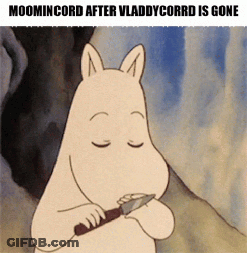 A Cartoon Character Is Holding A Knife In His Mouth . GIF
