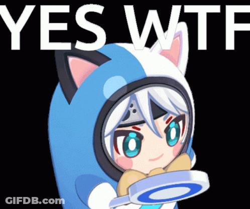 A Cartoon Character Is Holding A Magnifying Glass And The Words Yes Wtf Are Above Him GIF
