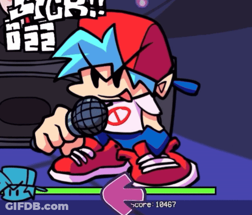 A Cartoon Character Is Holding A Microphone And Has A Score Of 1045 GIF