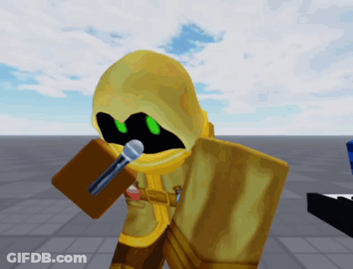 A Cartoon Character Is Holding A Microphone In His Hand GIF