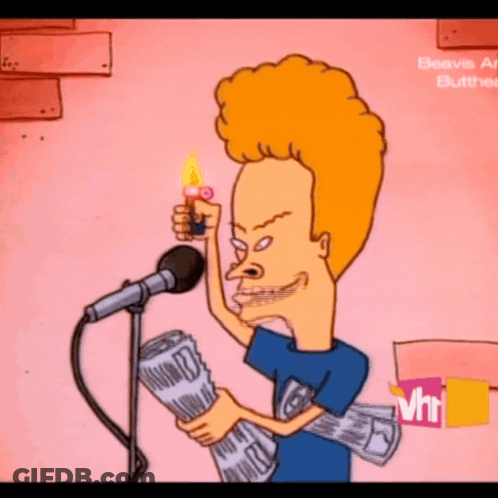 A Cartoon Character Is Holding A Newspaper And A Lighter GIF