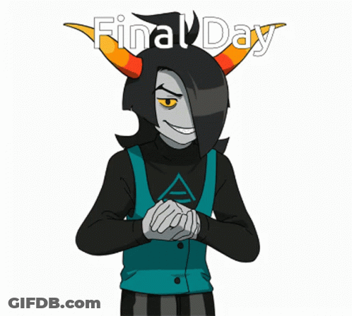 A Cartoon Character Is Holding A Piece Of Paper With The Words Final Day Written Above Him GIF