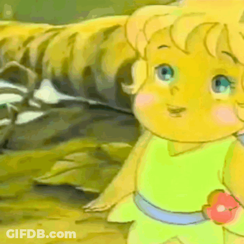 A Cartoon Character Is Holding A Red Apple GIF