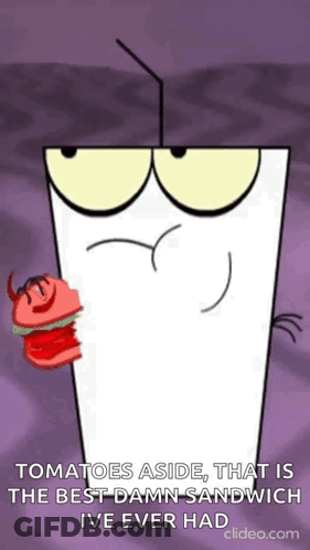 Cartoon Girl Holding Sandwich With Straw GIF