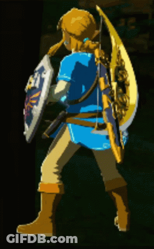 A Cartoon Character Is Holding A Shield And A Bow And Arrow GIF