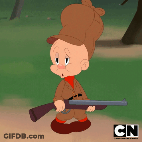 A Cartoon Character Is Holding A Shotgun With The Cn Cartoon Network Logo Behind Him GIF