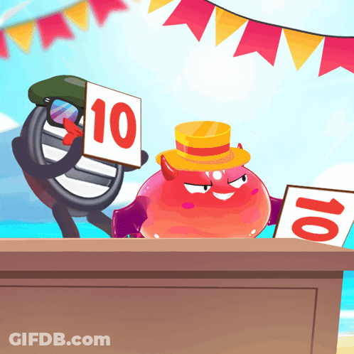 A Cartoon Character Is Holding A Sign That Says 10 GIF