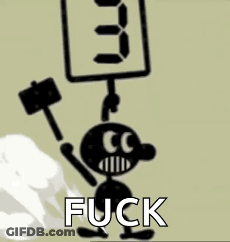 A Cartoon Character Is Holding A Sign That Says 9 And A Hammer .. GIF