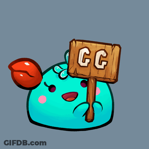 A Cartoon Character Is Holding A Sign That Says Gg GIF
