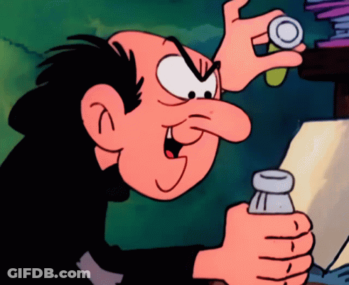 A Cartoon Character Is Holding A Small Bottle GIF