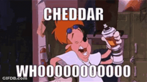 A Cartoon Character Is Holding A Spray Can And Says Cheddar Whoo000000 . GIF