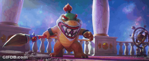 Cartoon Character Holding Sword And Broom GIF