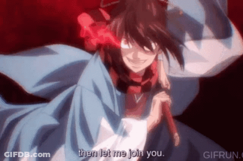 A Cartoon Character Is Holding A Sword And Says Then Let Me Join You . GIF