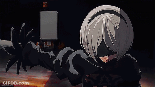 A Cartoon Character Is Holding A Sword In A Dark Room GIF
