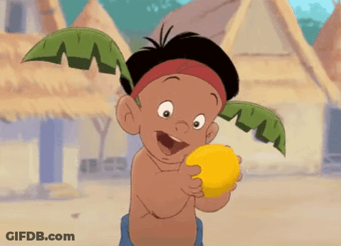 A Cartoon Character Is Holding A Yellow Ball In His Hands GIF