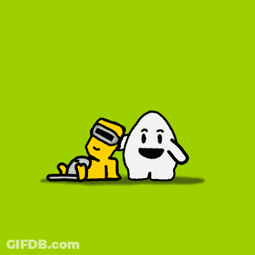 A Cartoon Character Is Holding A Yellow Object That Says ' 00 ' On It GIF