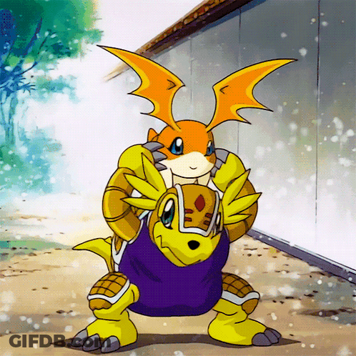 A Cartoon Character Is Holding Another Cartoon Character On His Shoulders GIF