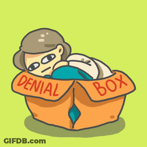 A Cartoon Character Is In A Denial Box GIF